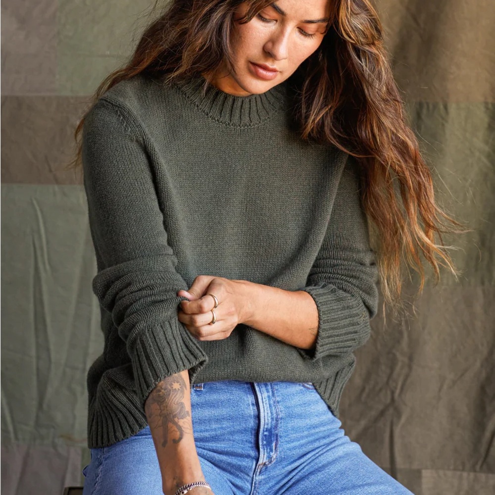Outerknown Roma green organic cotton cashmere XS sweater